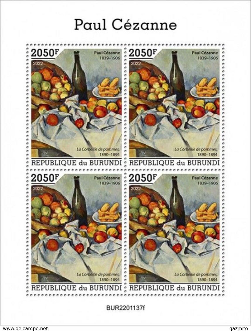 Burundi 2022, Art, Cezanne II, Fruit, 4val In BF - Nuevos