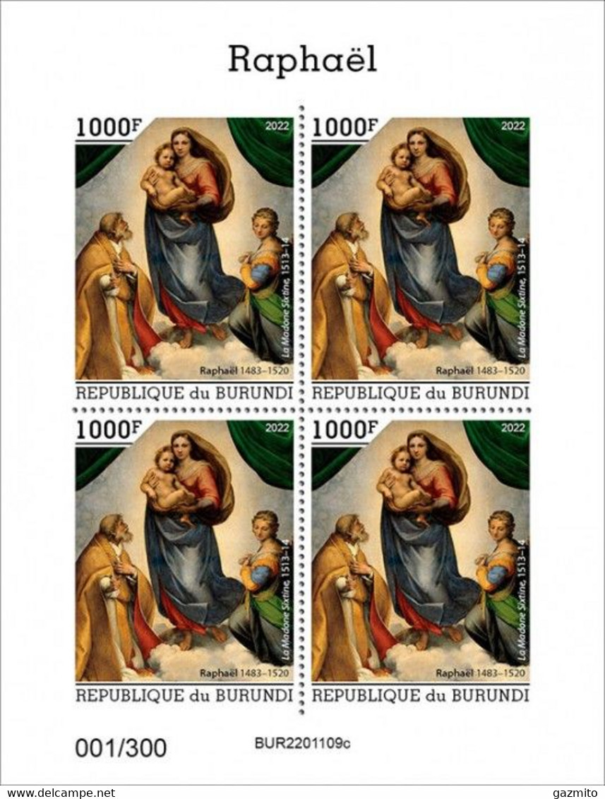 Burundi 2022, Art, Raphael V, Sheetlet - Unused Stamps