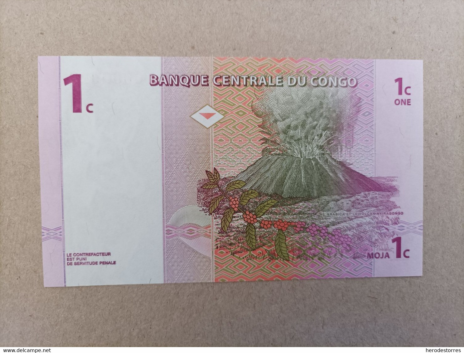 Billete De Congo De 1 Centime, Año 1997 Nº Baijisimo A0000929A, UNC - Republik Kongo (Kongo-Brazzaville)