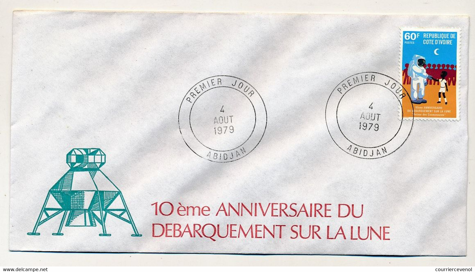 CÔTE D'IVOIRE - 4 Env FDC - 4 Val - 10eme Anniversaire Du Débarquement Sur La Lune - 4 Aout 1979 - Abidjan - Costa De Marfil (1960-...)