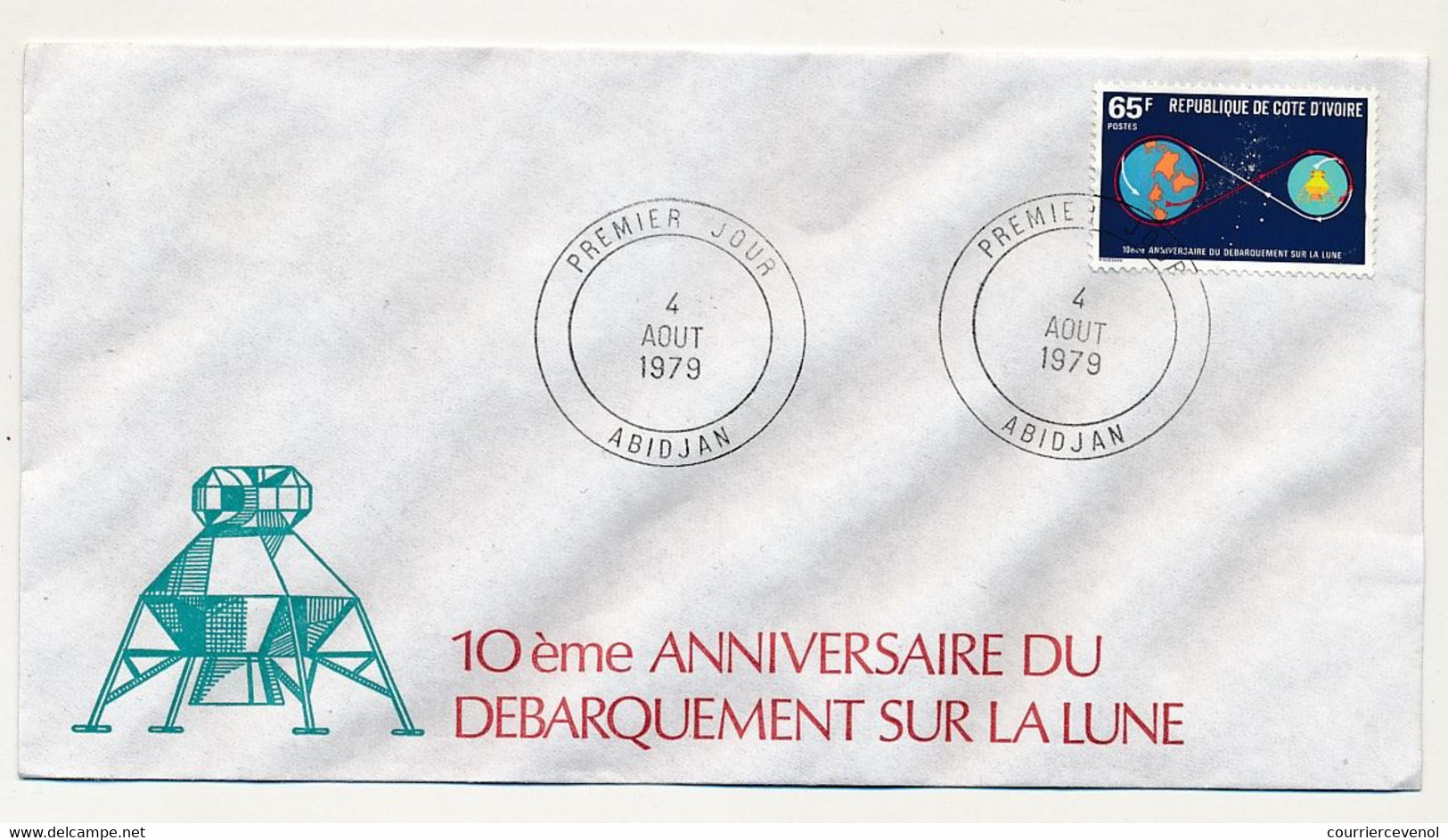 CÔTE D'IVOIRE - 4 Env FDC - 4 Val - 10eme Anniversaire Du Débarquement Sur La Lune - 4 Aout 1979 - Abidjan - Ivory Coast (1960-...)