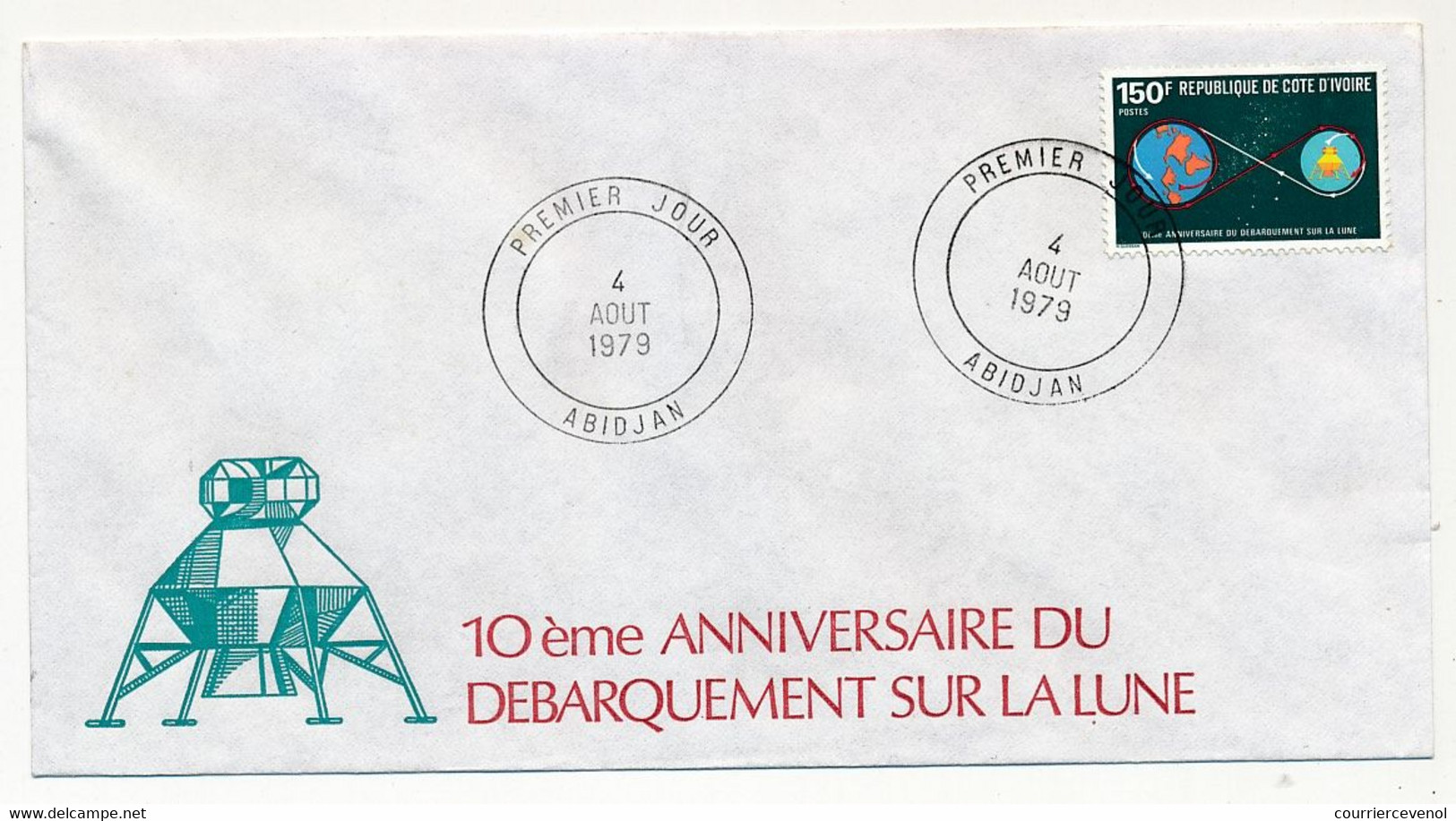 CÔTE D'IVOIRE - 4 Env FDC - 4 Val - 10eme Anniversaire Du Débarquement Sur La Lune - 4 Aout 1979 - Abidjan - Costa De Marfil (1960-...)