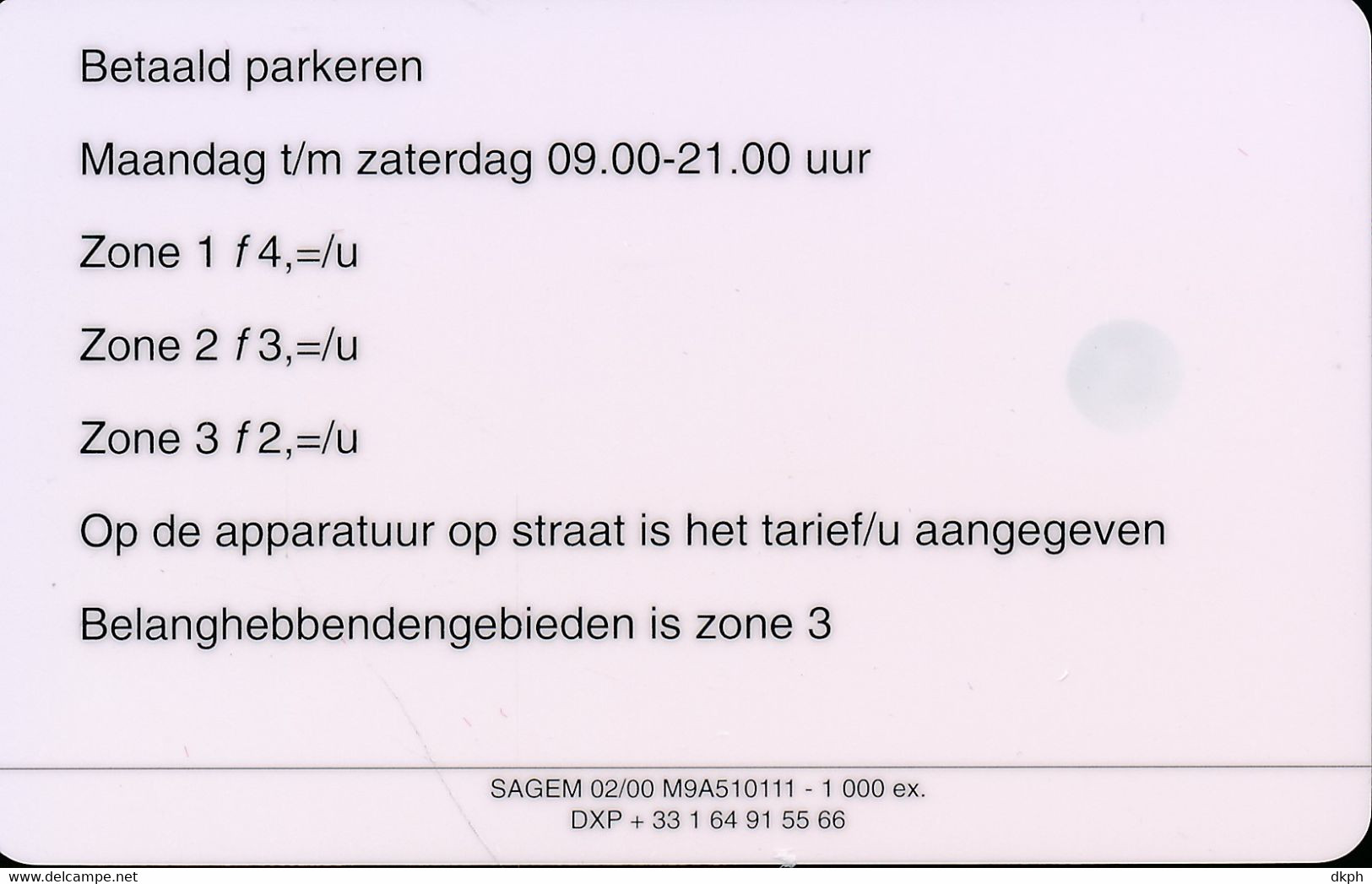 HAARLEM STATIONNEMENT PIAF . GEM . 400u . 02/00 Ref B8 - PIAF Parking Cards