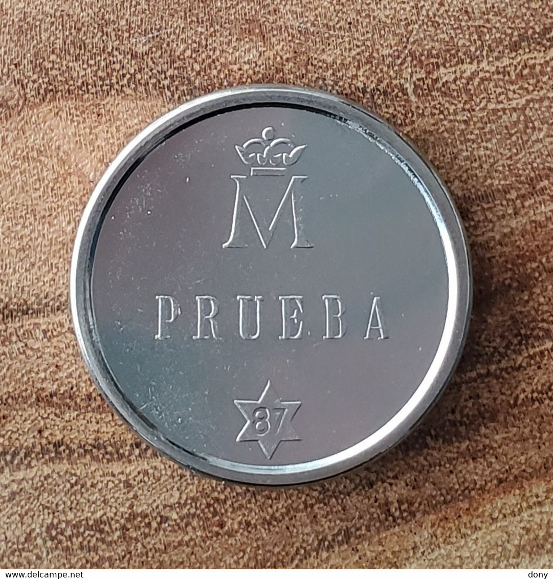 Medalla Conmemorativa Prueba De Reverso En Acero De 1987 Asi Nace Una Moneda XXV Aniversario Boda España -  Ensayos Y Reacuñaciones