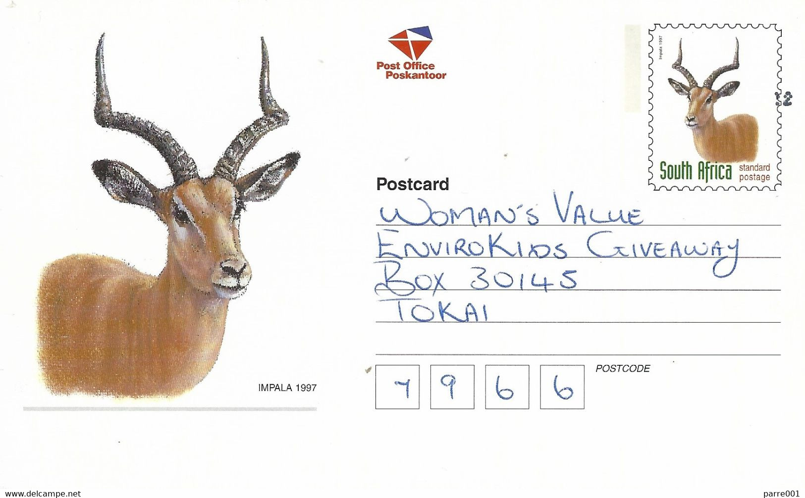 RSA South Africa 1997 Wijnberg Impala Aepyceros Melampus Antilope Domestic Postal Stationary Card - Game