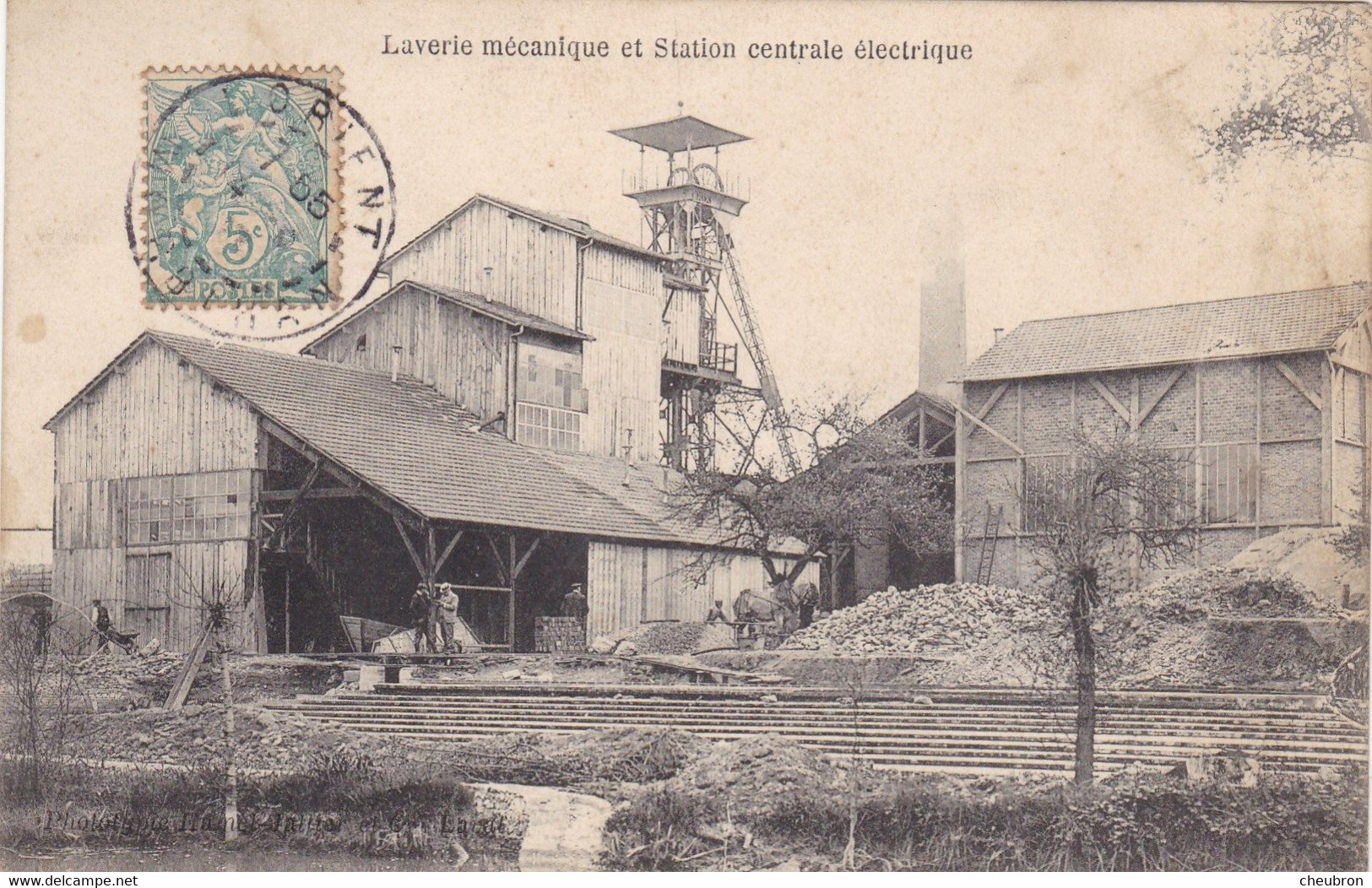 53.  LE GENEST. CPA .PATRIMOINE INSUSTRIEL.  LAVERIE MECANIQUE ET STATION CENTRALE ELECTRIQUE. ANNEE 1907+ TEXTE - Le Genest Saint Isle