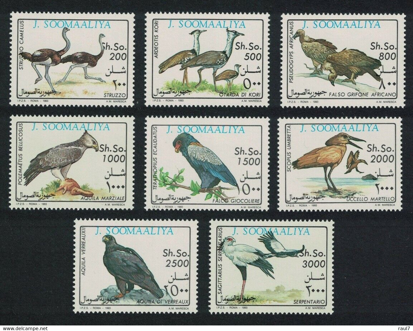 Somalie 1993 - Oiseaux Divers, Rapaces - 8 Val Neufs // Mnh - Somalie (1960-...)
