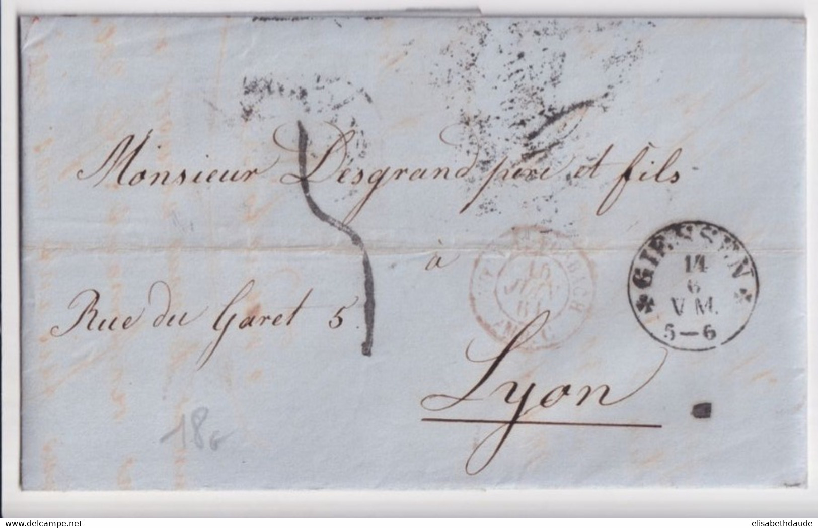 1861 - LETTRE De GIESSEN Avec ENTREE AMBULANT C Par FORBACH ! => LYON - Cartas & Documentos