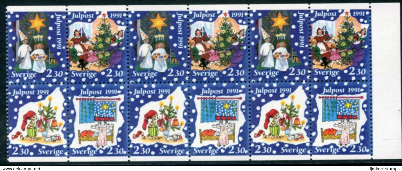 SWEDEN 1991 Christmas Booklet Pane  MNH / **.   Michel 1692-95 - Unused Stamps