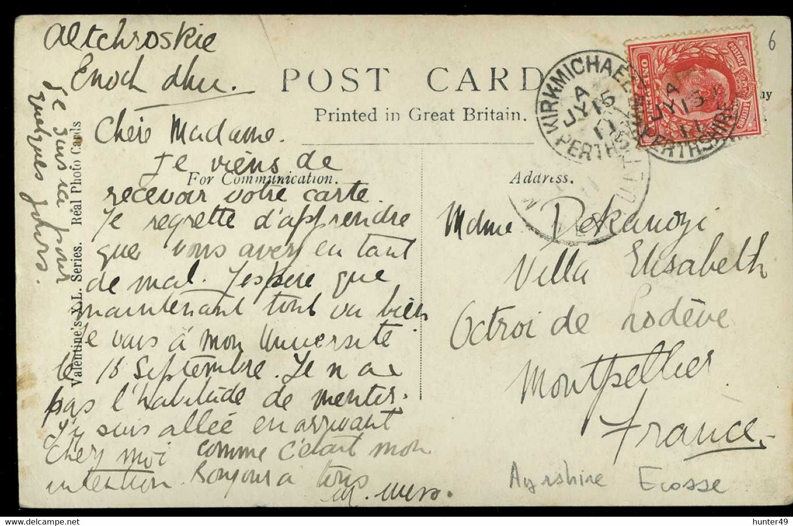 Kirkmichael Looking West 1911 VALENTINE Coin Plié Folded Corner - Dumfriesshire