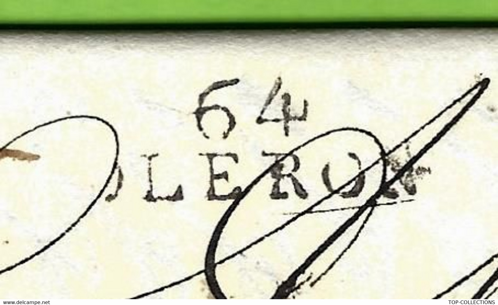 1818 LAC Marque Postale « 64 Oléron » D’Oloron Pyrénées Lettre Pour Dugenet  Rouen - 1801-1848: Precursori XIX