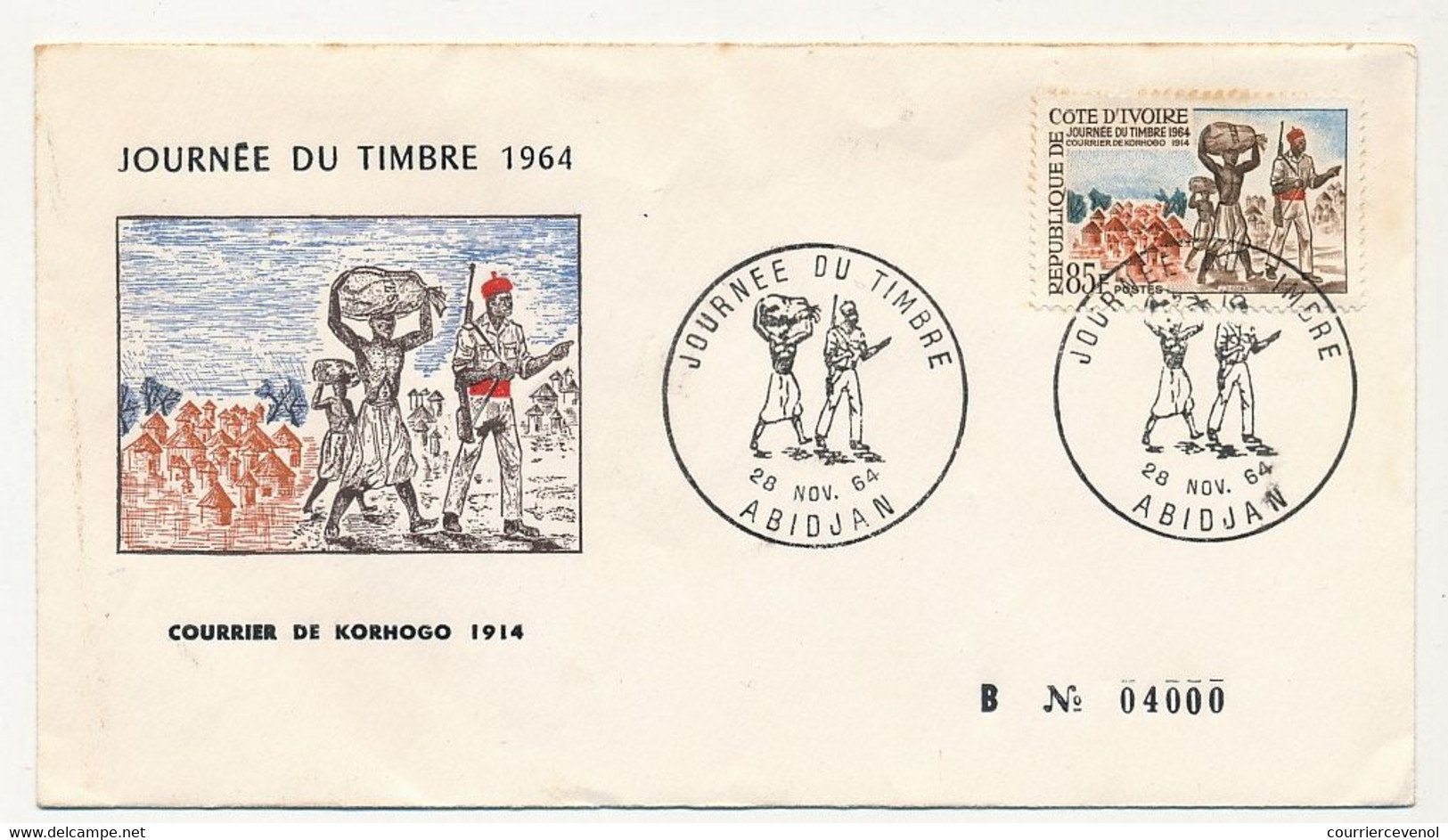 CÔTE D'IVOIRE - Env FDC - 85F Journée Du Timbre - Courrier De Kornogo 1914 - 28 Nov 1964 - Abidjan - Costa De Marfil (1960-...)