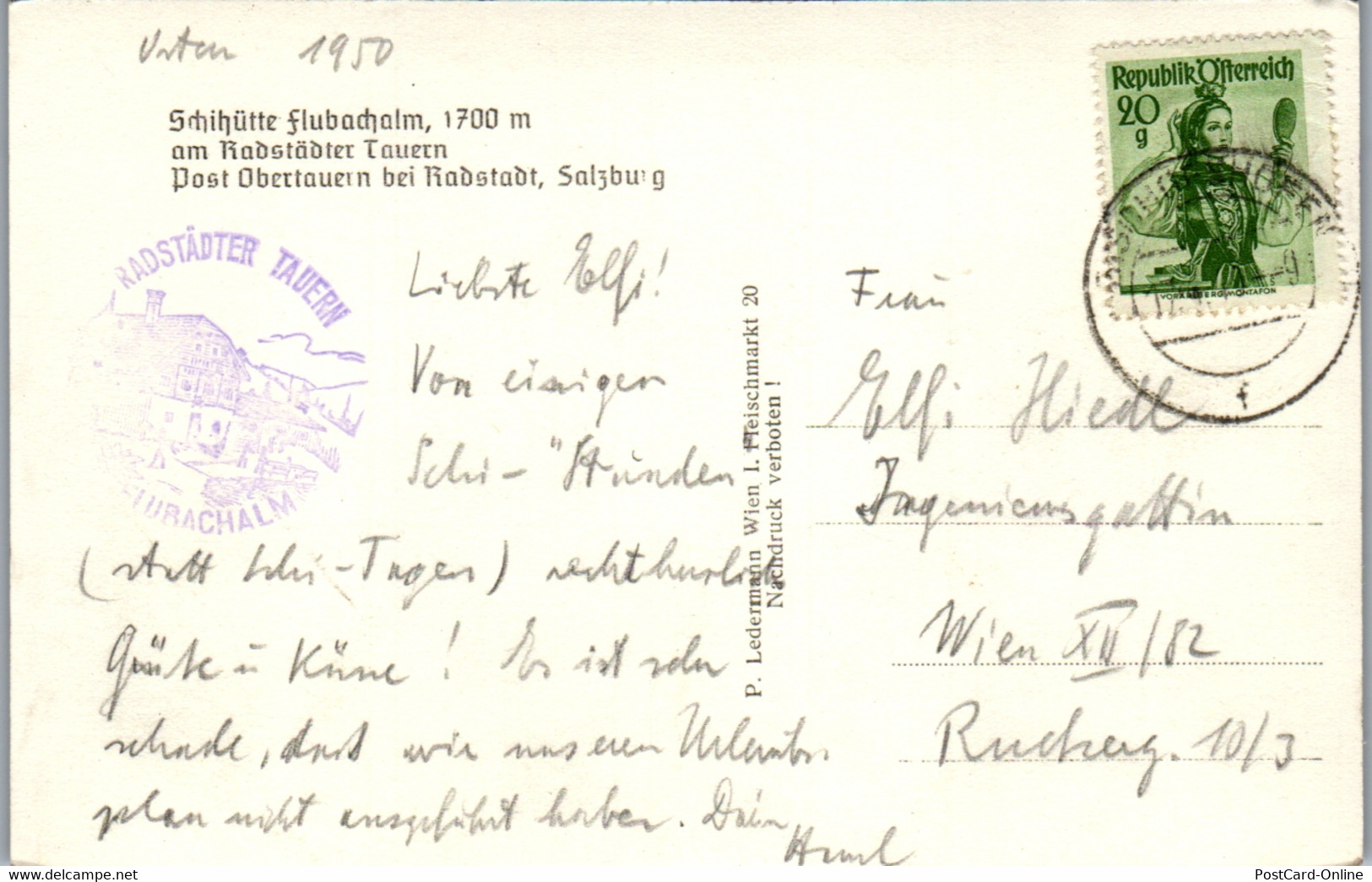 34085 - Salzburg - Flubachalm Mit Seekareck U. Seekarspitze , Radstädter Tauern , Schihütte - Gelaufen 1950 - Radstadt