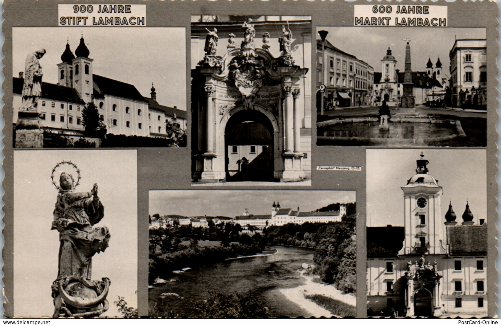 34311 - Oberösterreich - Lambach , Stift , Markt , Mehrbildkarte - Gelaufen 1956 - Lambach