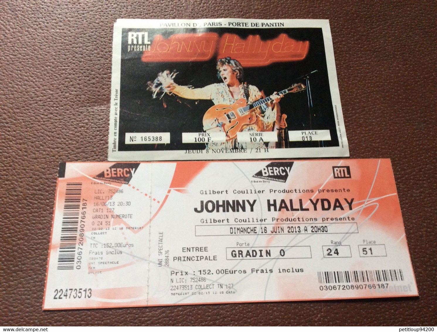 2 TICKETS CONCERT JOHNNY HALLYDAY *Palais Omnisports De PARIS BERCY Juin 2013  *Pavillon De Paris-Porte De Pantin - Tickets De Concerts