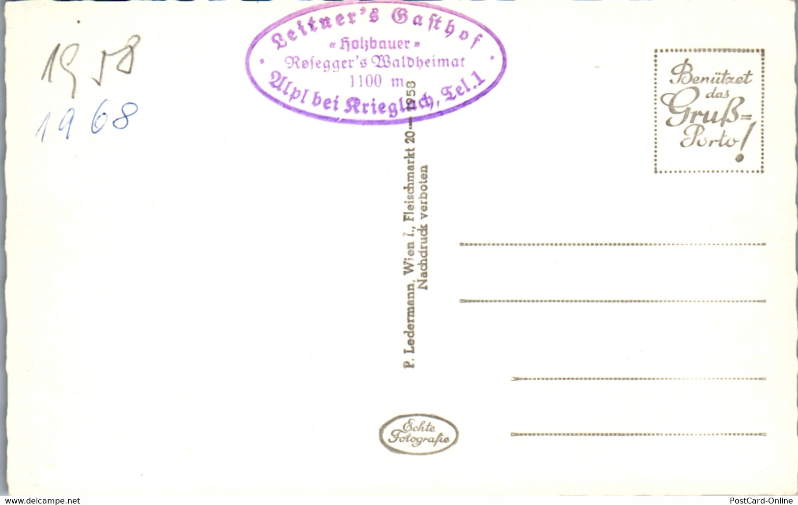 34610 - Steiermark - Krieglach , Alpl , Gasthof Leitner , Holzbauer Gegen Teufelstein , Rosegger's Geburtshaus - Nicht G - Krieglach