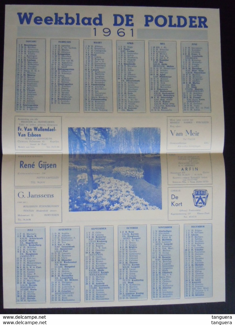 Belgie 6 Kalenders Van Het Weekblad DE POLDER 1961 1962 1963 1964 1965 1968 30,5 X 42 Cm Dubbel Gevouwen Goede Staat - Grand Format : 1961-70