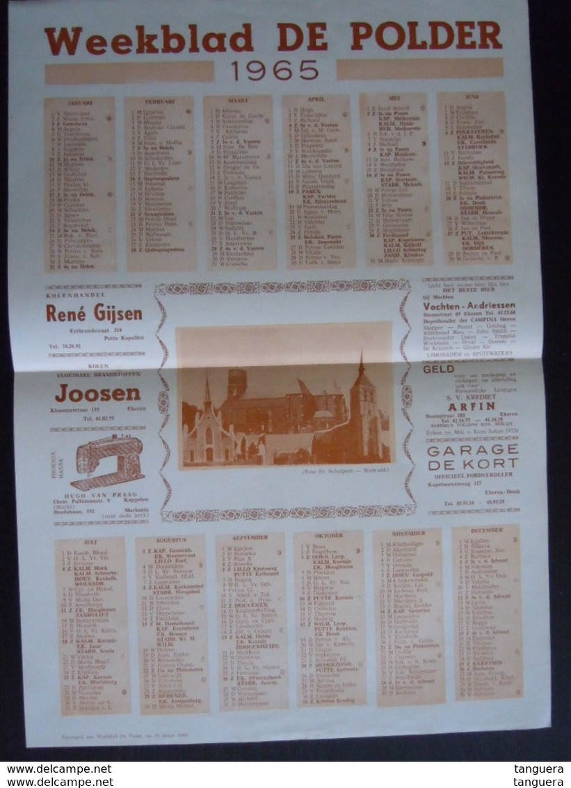 Belgie 6 Kalenders Van Het Weekblad DE POLDER 1961 1962 1963 1964 1965 1968 30,5 X 42 Cm Dubbel Gevouwen Goede Staat - Grand Format : 1961-70