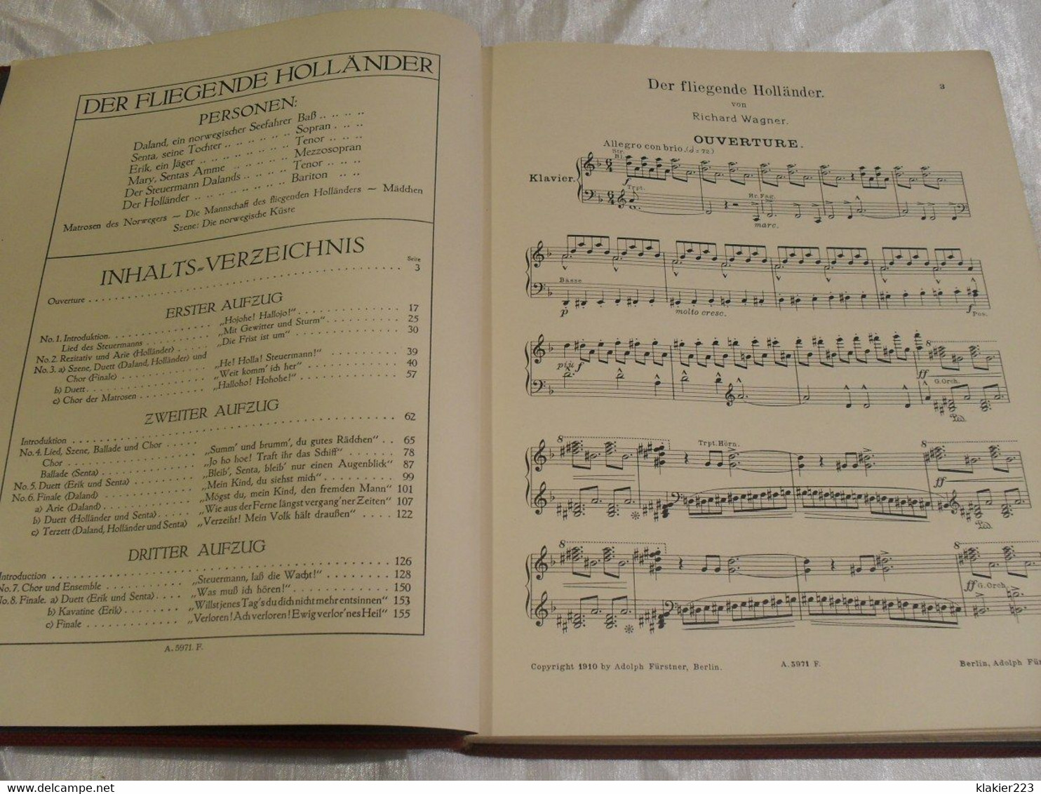 Musiknoten, Wagner Der Fliegende Holländer, Vor 1939 - Musique