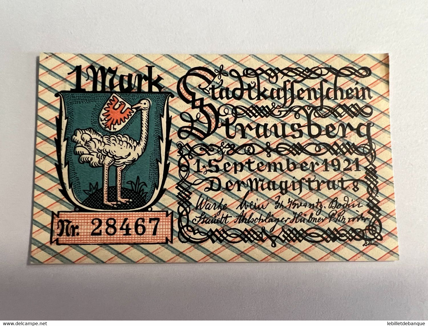 Allemagne Notgel Strausberg 1/2 Mark - Collections