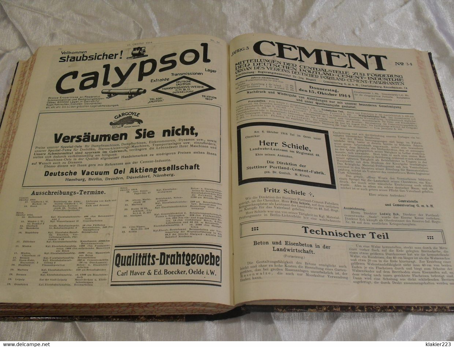 Cement. Mitteilungen Der Centralstelle... // Dritter Jahrgang 1914 - Architecture