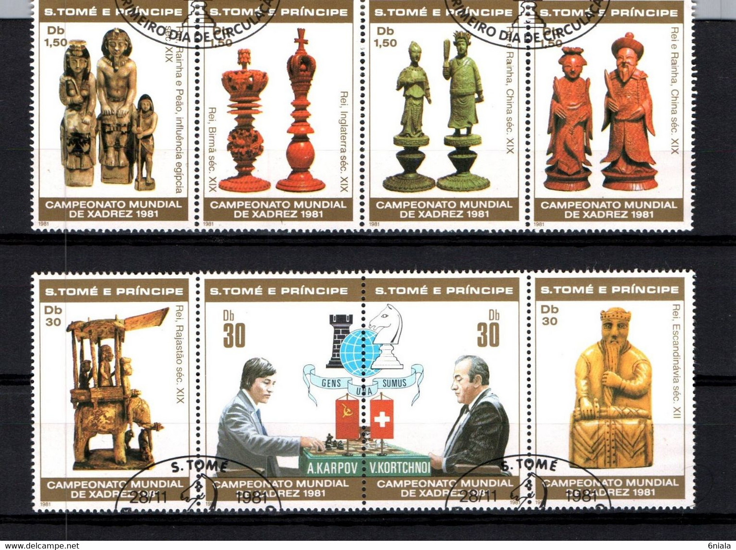 7650 Bandes De TIMBRES   Championnat Mondial  ECHECS 1981 Karpov Kortchnoi  Jeu échecs Divers - Schaken