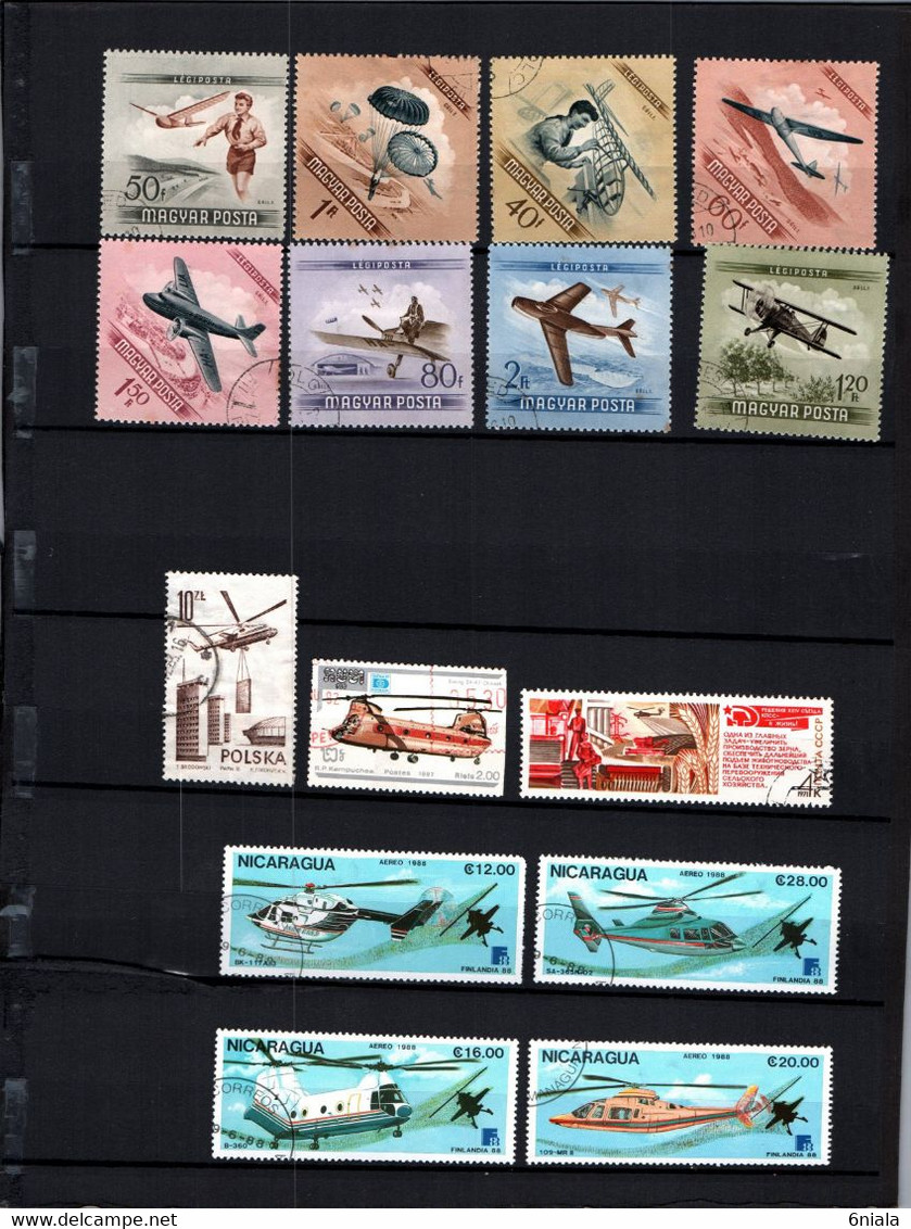 7652 Lot De TIMBRES   AVIONS HELICOPTERES  Transports  Divers Avion Hélicoptères - Vliegtuigen