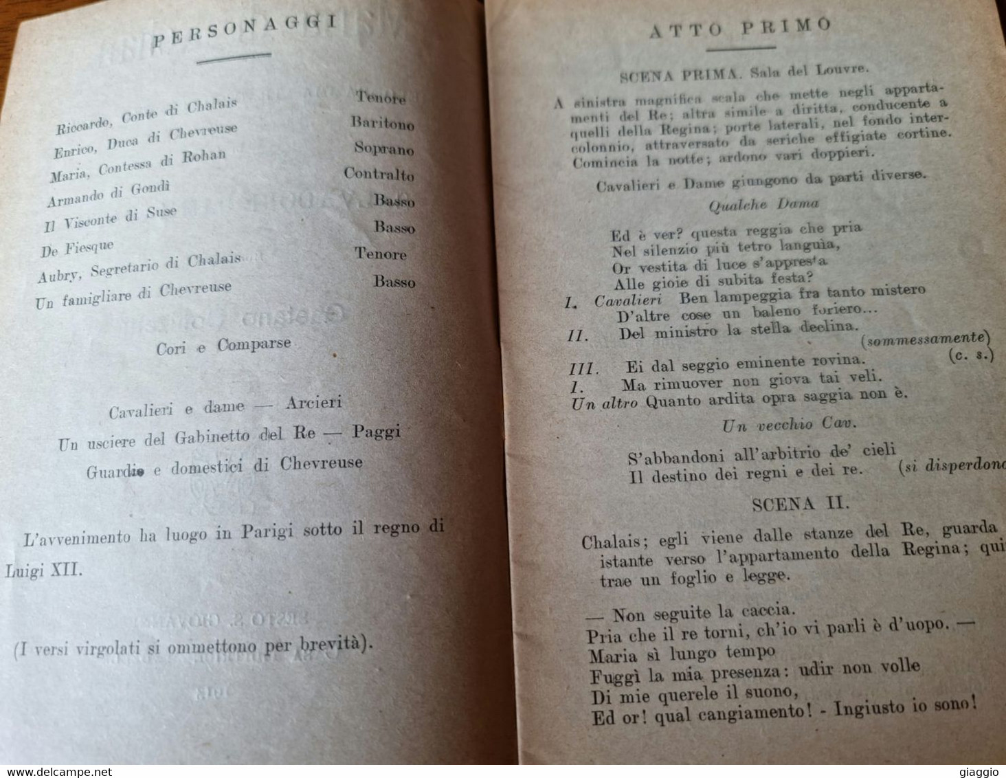 °°° G. DONIZETTI - MARIA DI ROHAN - MELODRAMMA IN TRE ATTI - 1913 °°° - Teatro