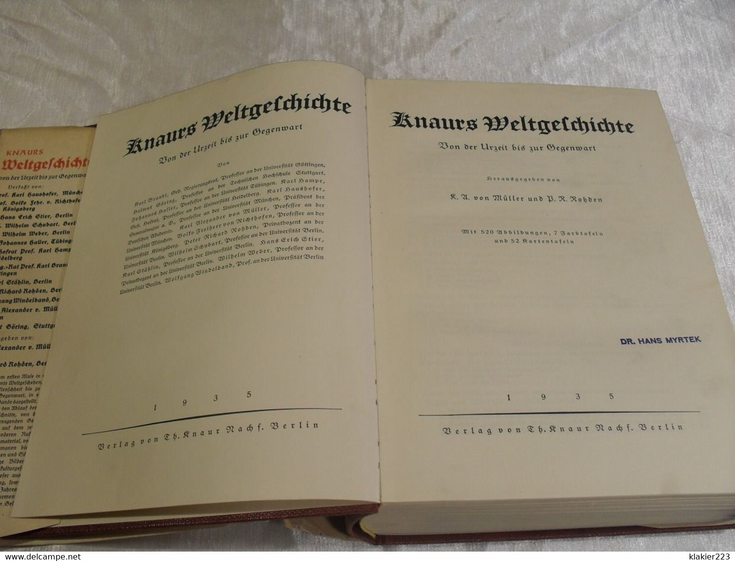 Knaurs Weltgeschichte. Von Der Urzeit Bis Zur Gegenwart // Jahr 1935 - Politik & Zeitgeschichte