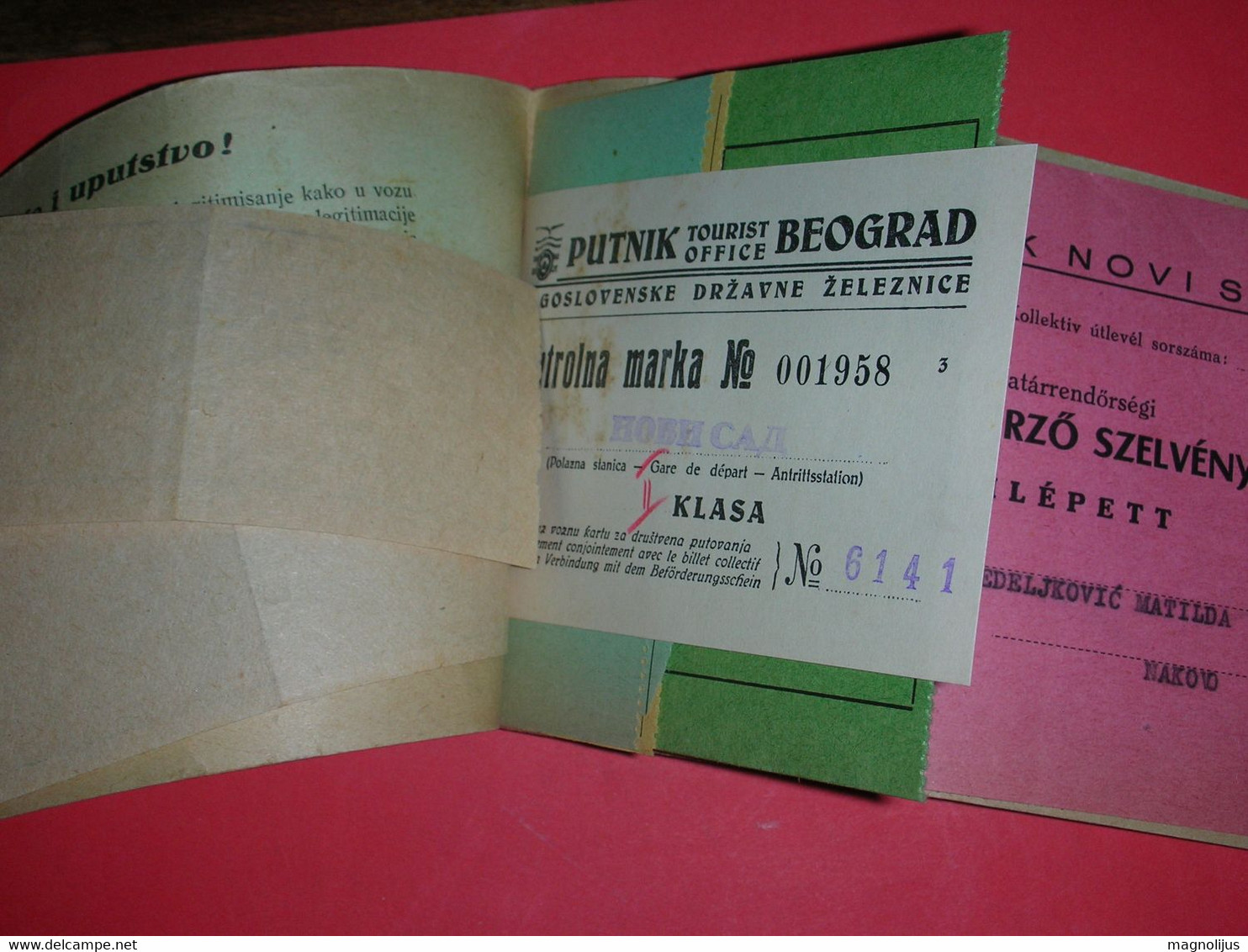 RR,Yugoslavia Kingdom,railway Traveling Group Ticket Novi Sad-Budapest,train Legitimation,Eisebahn,Chemins De Fer,Putnik - Europa