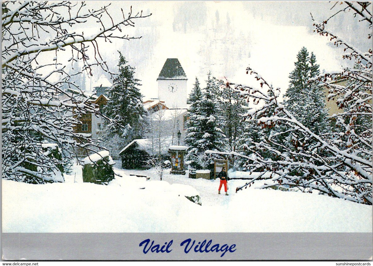 Colorado Vail Village Clock Tower In Winter 1990 - Rocky Mountains