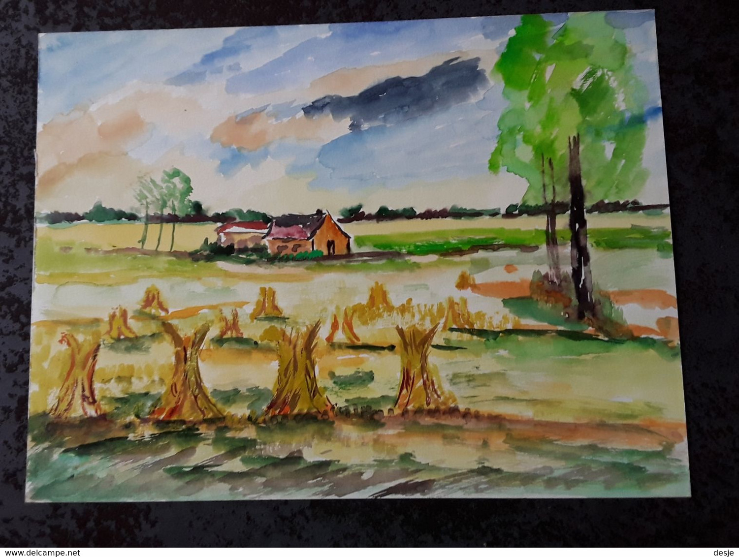 Aquarel Graanschoven Voor Boerderij - Aquarelles