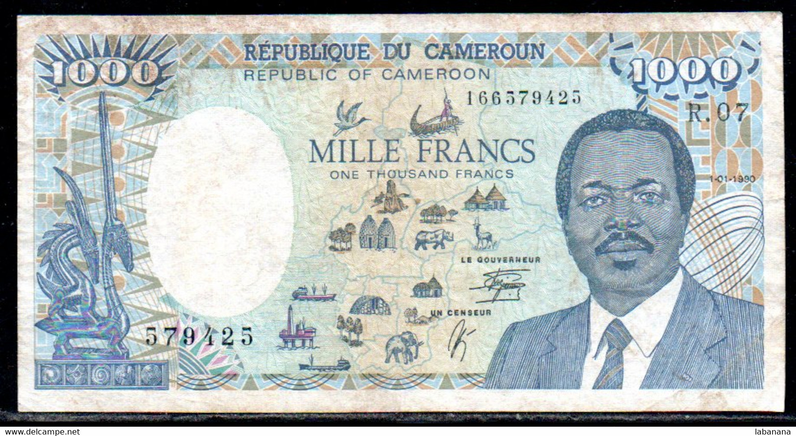 659-Cameroun 1000fr 1990 R07 - Camerún