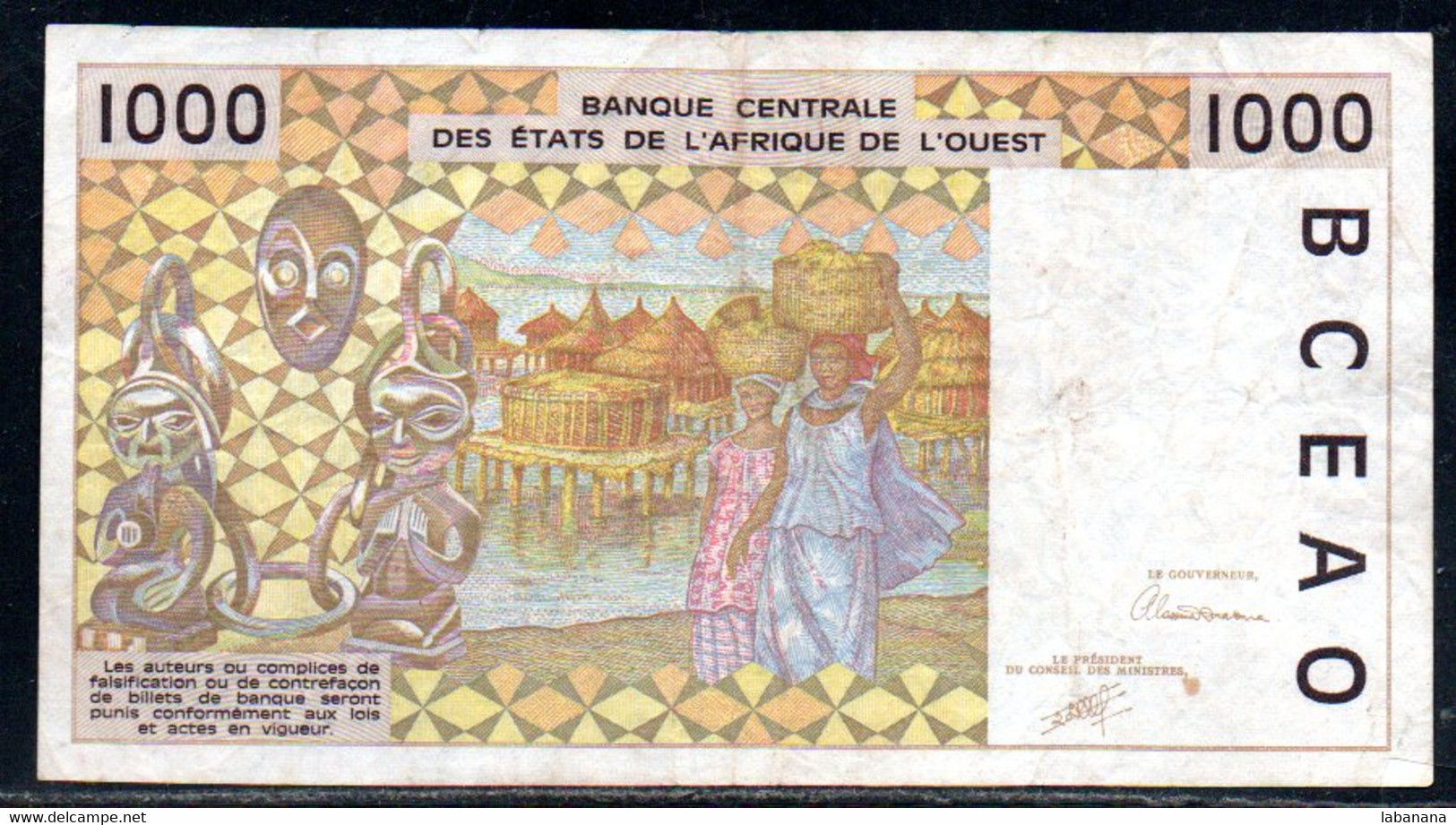 659-Bénin 1000fr 1992 B921 Sig.22 RARE - Bénin