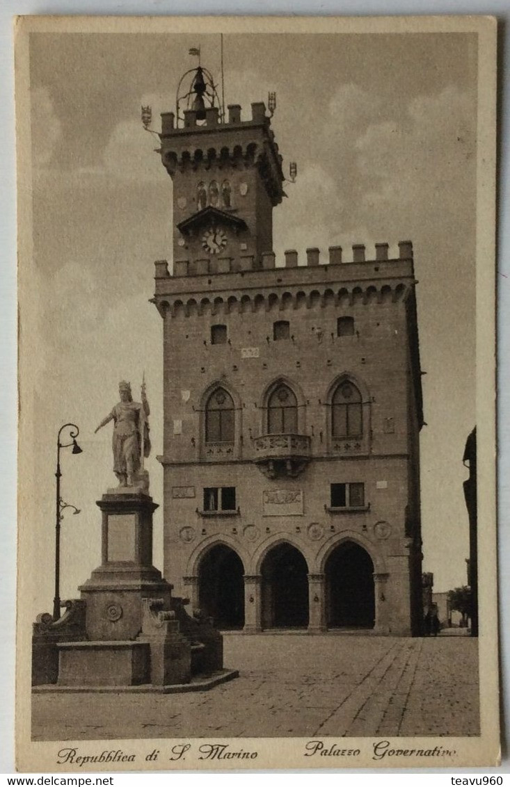 OLD POSTCARD ITALIA Italy REPUBBLICA DI SAN MARINO PALAZZO GOVERNATINO EDIT.ALFREDO REFFI CARTOLINA USATA 1935 - San Marino