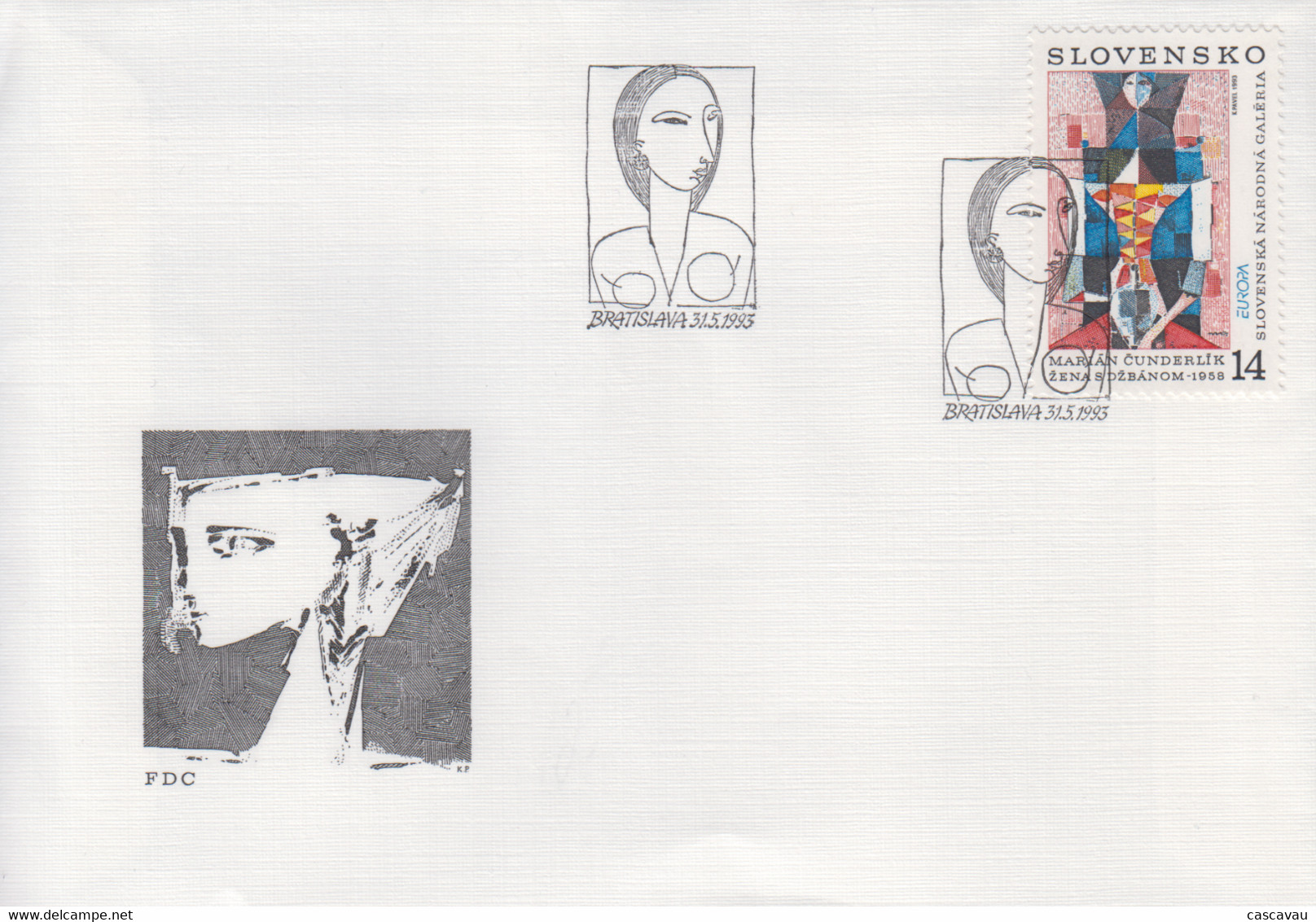 Enveloppe  FDC  1er  Jour   SLOVAQUIE    Art  Contemporain    EUROPA    1993 - 1993