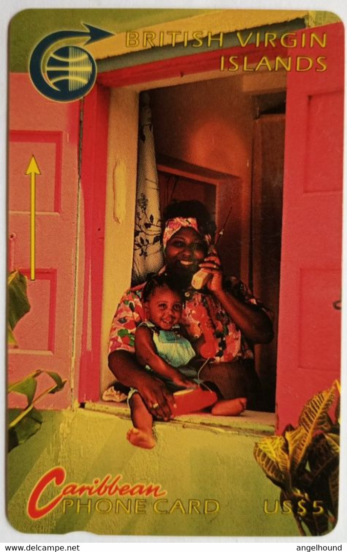 BVI Cable And Wireless US$5 3CBVA " Woman And Child - Old Logo " ( Black Reverse ) - Virgin Islands