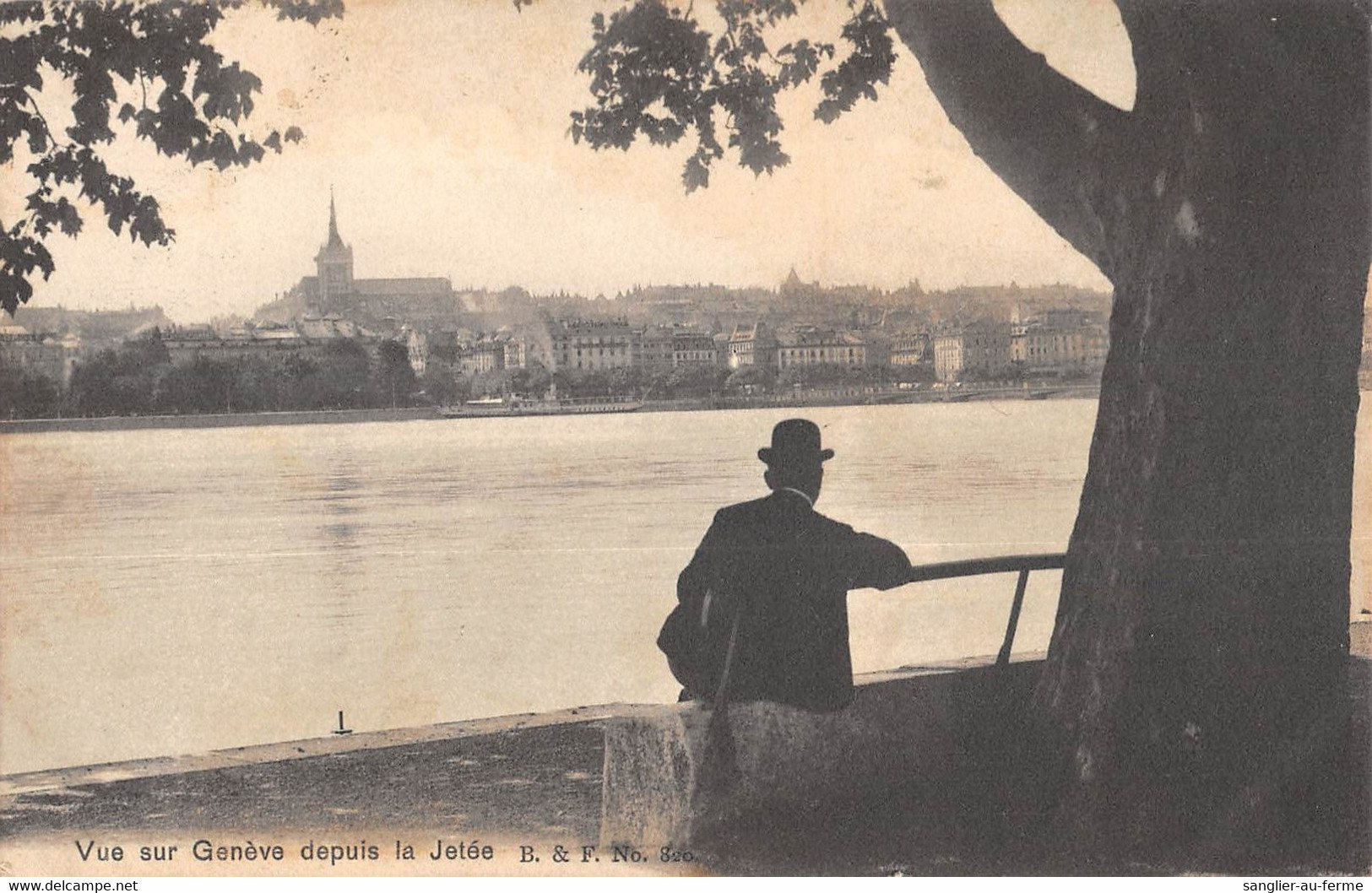 CPA SUISSE VUE SUR GENEVE DEPUIS LA JETEE (cliché Rare - Genève