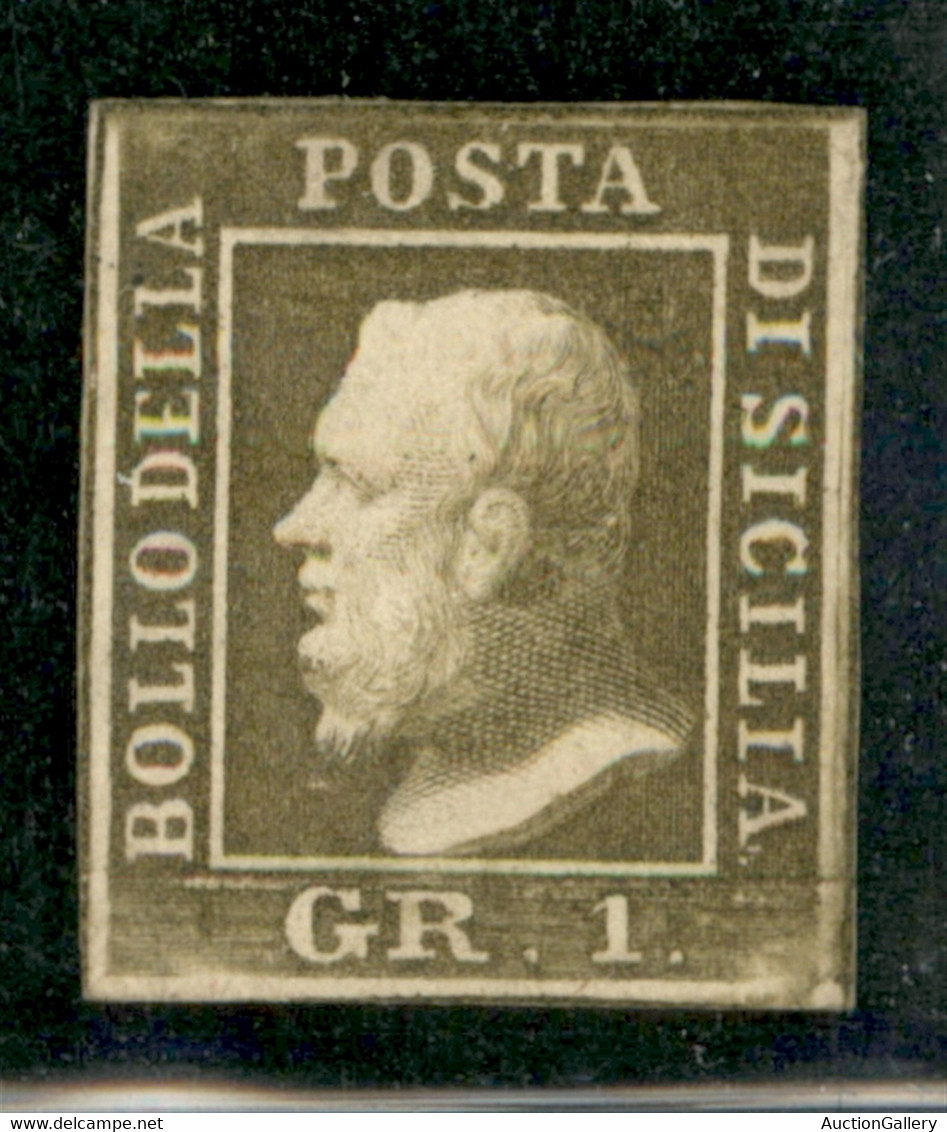 Antichi Stati Italiani - Sicilia - 1859 - 1 Grano Bruno Oliva Chiaro (4c - Seconda Tavola) - Gomma Originale - Molto Bel - Autres & Non Classés