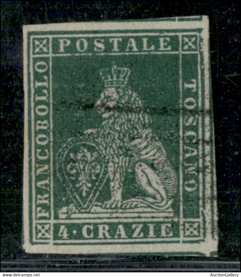 Antichi Stati Italiani - Toscana - 1851 - 4 Crazie (6) Usato - Grandi Margini - Molto Bello - Diena + Cert. Bolaffi - Autres & Non Classés