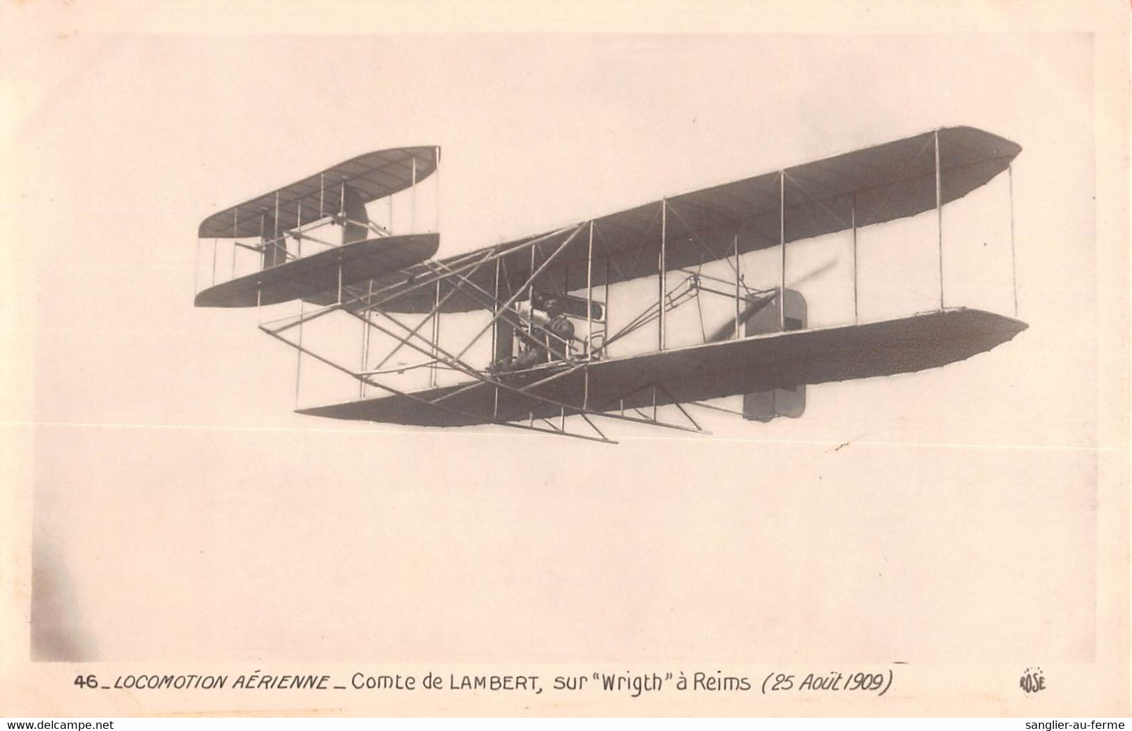 CPA AVIATION LOMOTION AERIENNE COMTE DE LAMBERT SUR WRIGHT A REIMS 1909 - Aviateurs