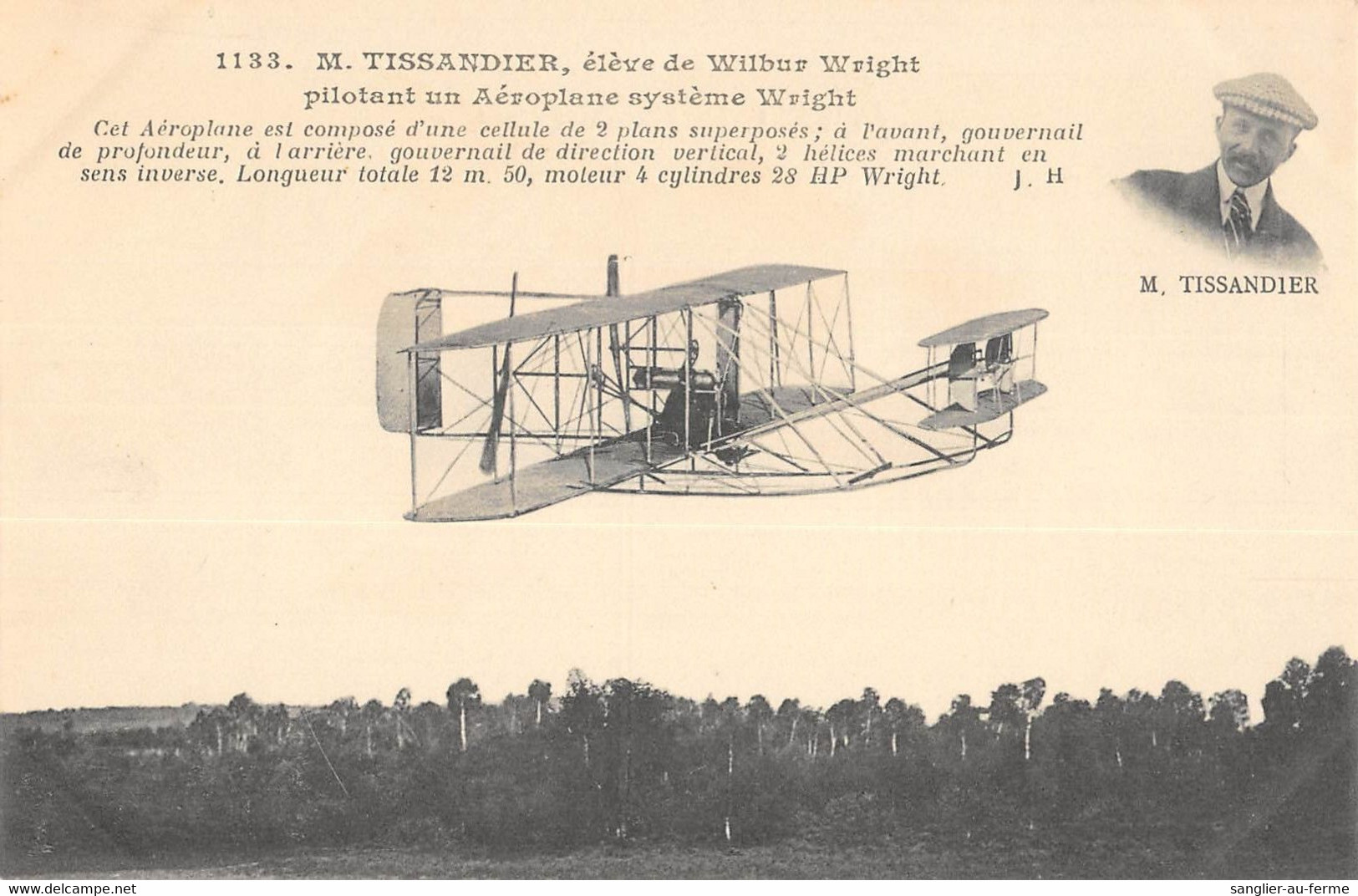 CPA AVIATION M.TISSANDIER EVELE DE WILBUR WRIGHT PILOTANT UN AEROPLANE WRIGHT - Flieger