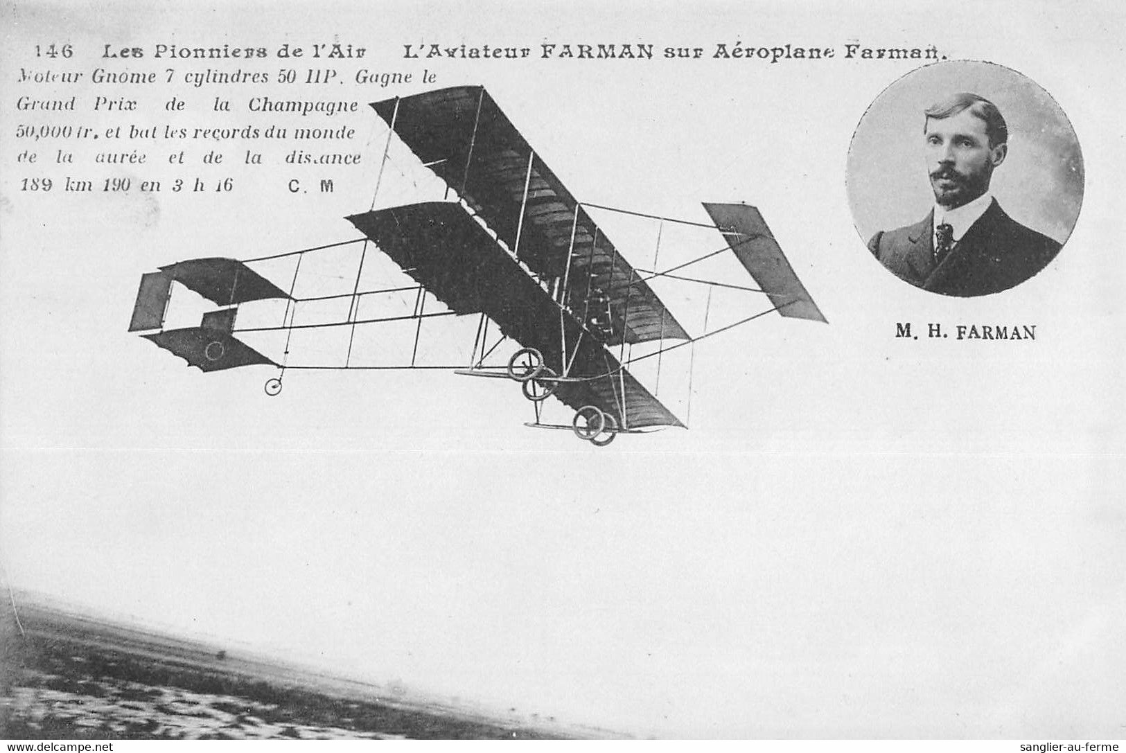CPA AVIATION LES PIONNIERS DE L'AIR L'AVIATEUR FARMAN AEROPLANE FARMAN - Aviateurs