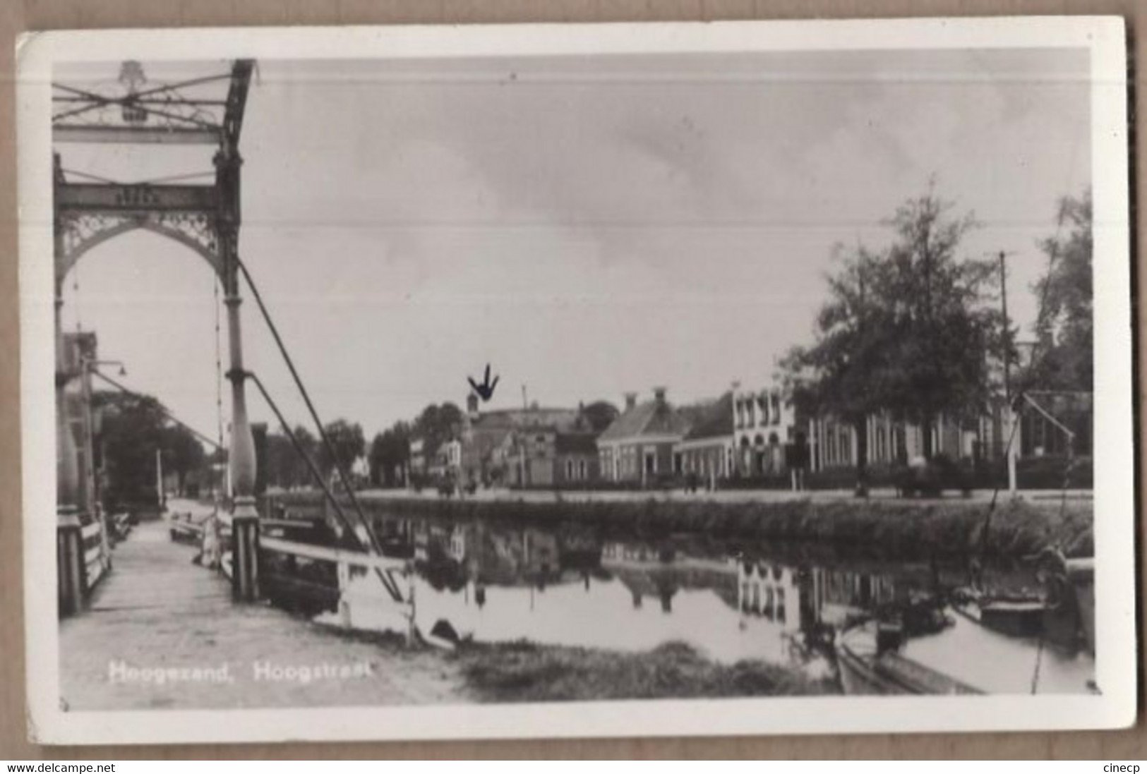 CPSM PAYS-BAS - HOOGEZAND - Hoogstrast - TB PLAN PONT Passerelle Canal Cours D'eau Maisons Péniche - Hoogezand