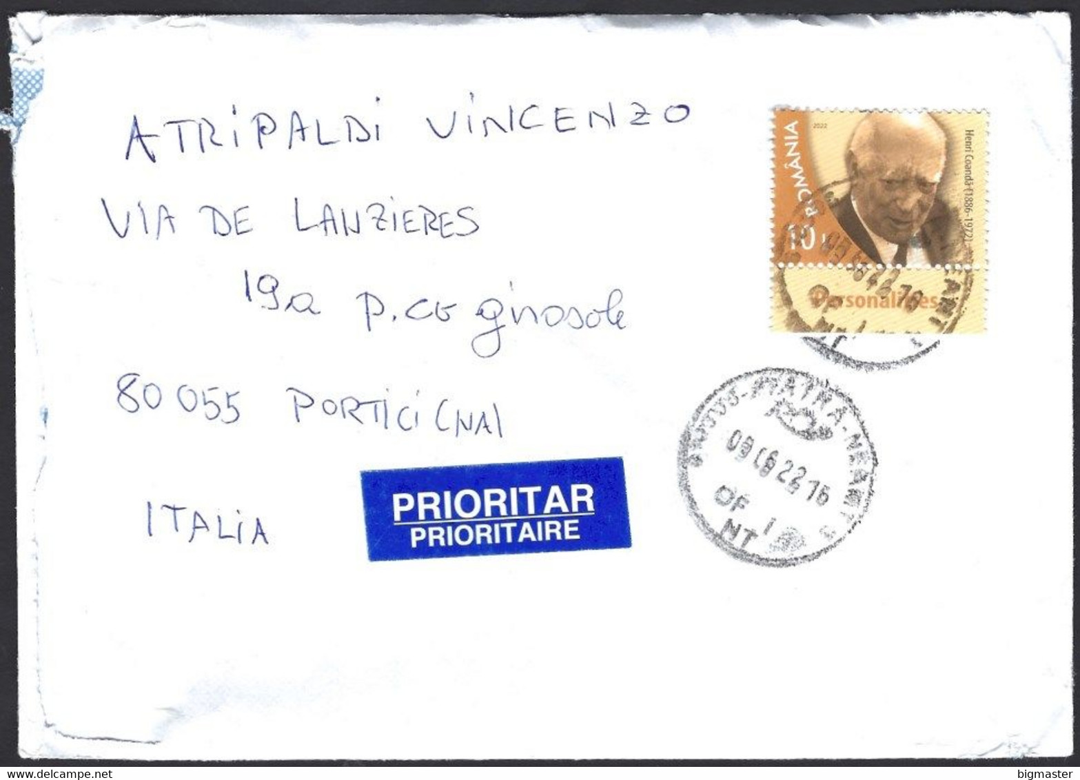 Romania 2022 Posta Mail For Italy Henri Coandă - Brieven En Documenten