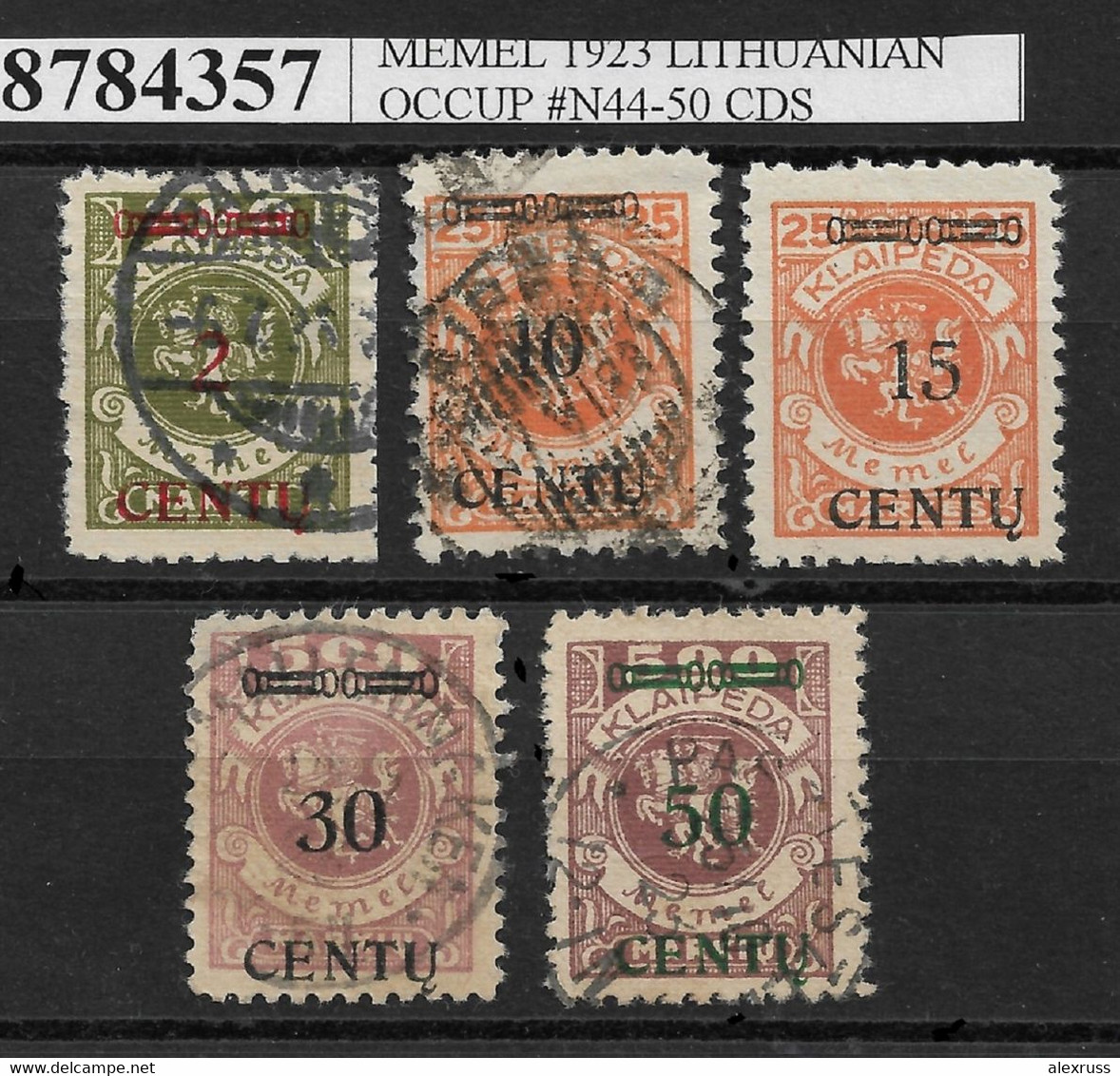 Memel 1923,Lithuanian Administration 5 Stamps,Scott # N44//N50,VF USED / 1 Mint Hinged* - Usati