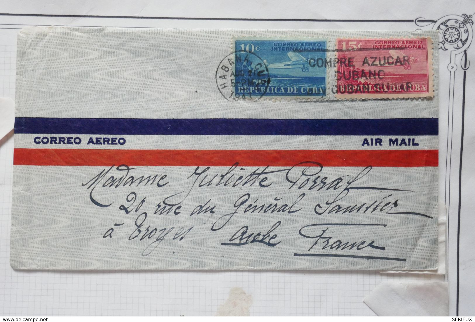 AW 9 CUBA BELLE LETTRE 1947  HAVANA  POUR  TROYES FRANCE  ++AFFRANC. PLAISANT - Luftpost