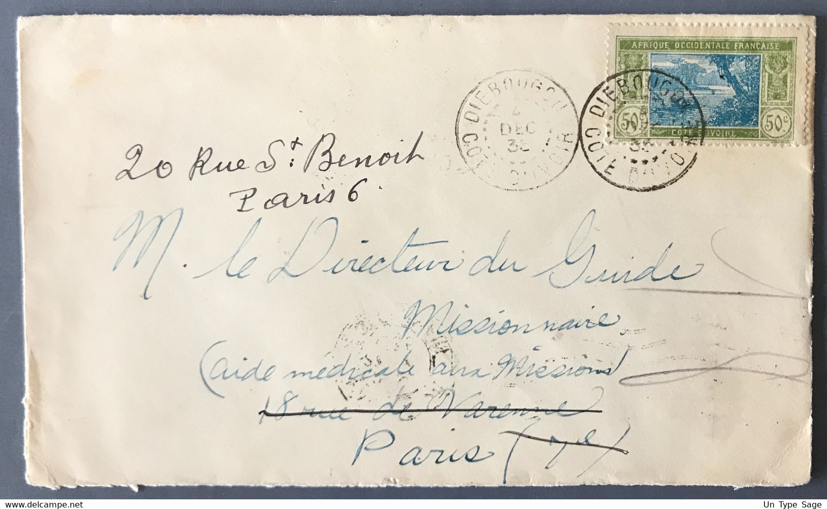 Côte D'Ivoire, Divers Sur Enveloppe TAD DIEBOUGOU 2.12.1935 - (W1274) - Briefe U. Dokumente