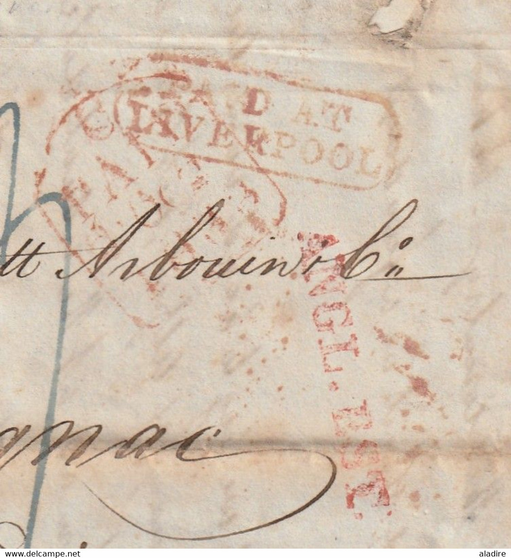 1833 - KWIV - 3 Page Entire (letter + Accounts) From LIVERPOOL To COGNAC, France - Arrival Stamp - French Tax 23 - ...-1840 Prephilately