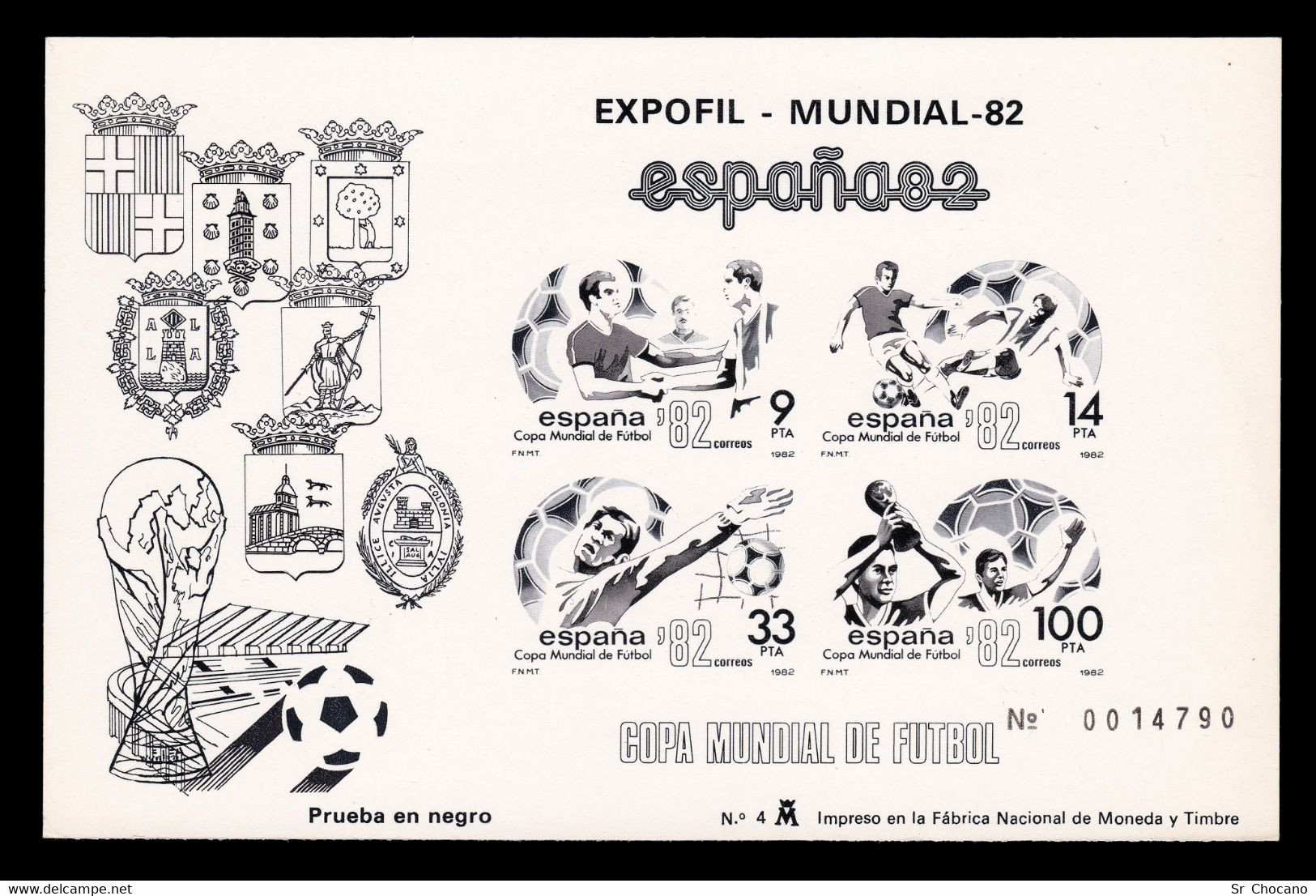Prueba Oficial.Copa Mundial ESPAÑA 82.MNH.MISMO Nª Edifil 4-5. - Souvenirbögen